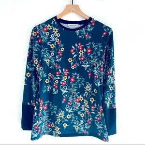 Misslook Teal Floral Long Sleeve Shirt